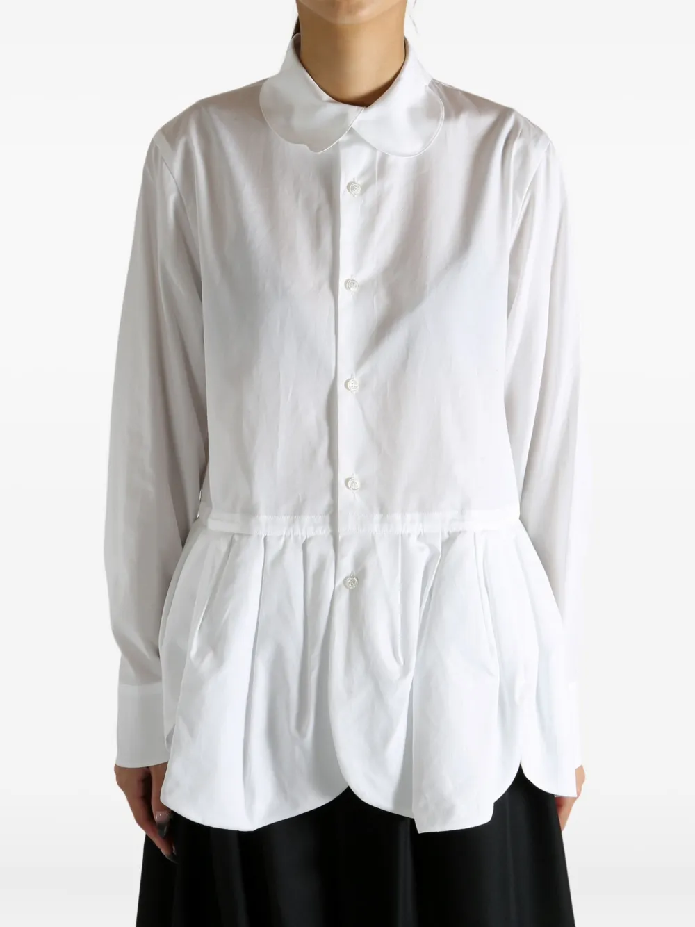 Noir Kei Ninomiya Peter Pan collar pleated blouse Wit