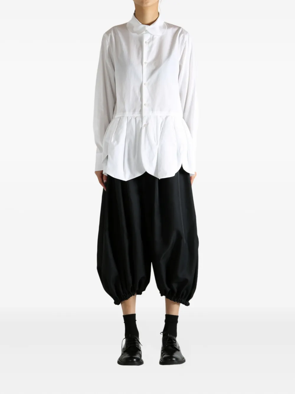 Noir Kei Ninomiya Peter Pan collar pleated blouse - Wit
