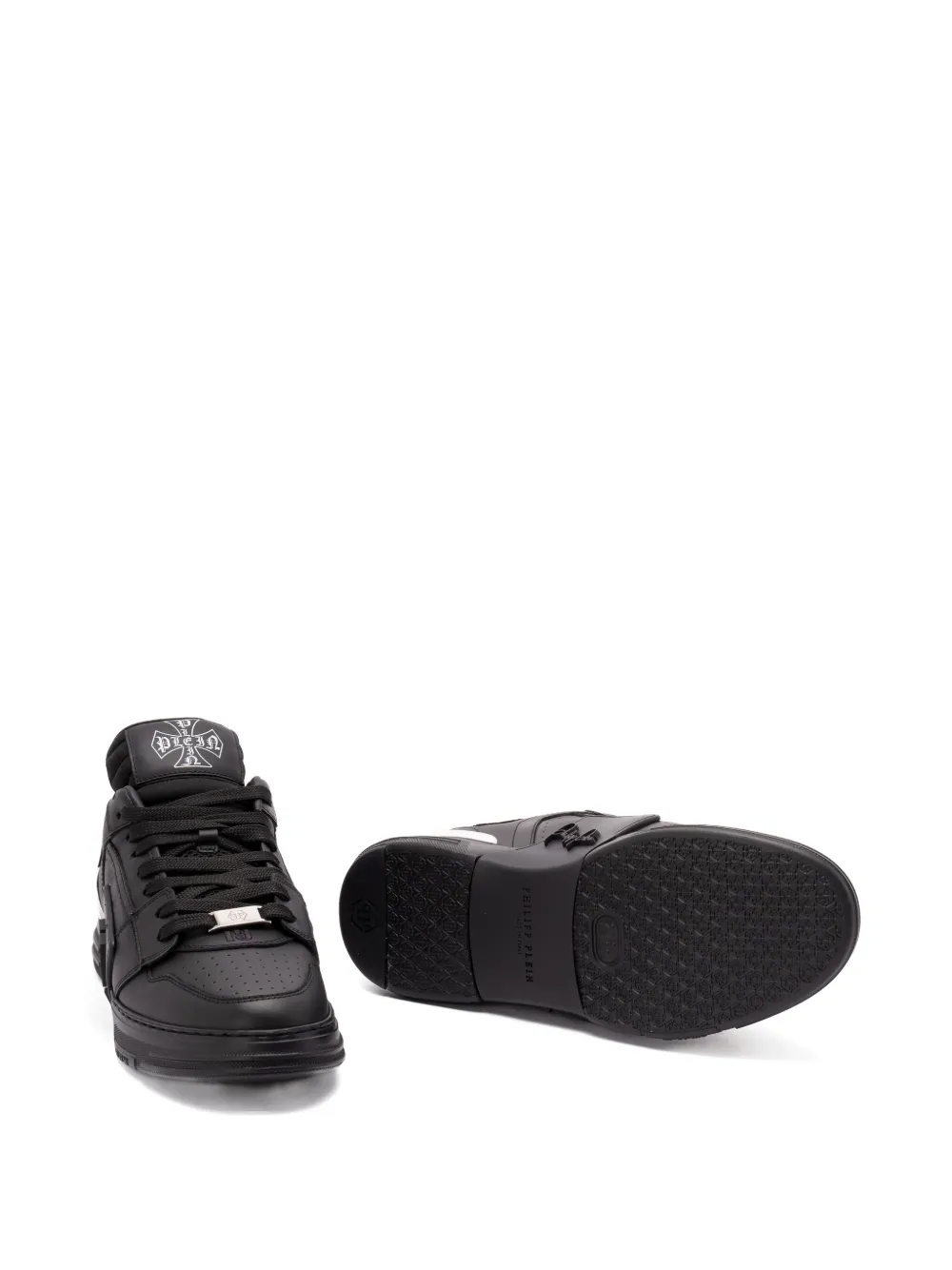 Philipp Plein leather sneakers Zwart
