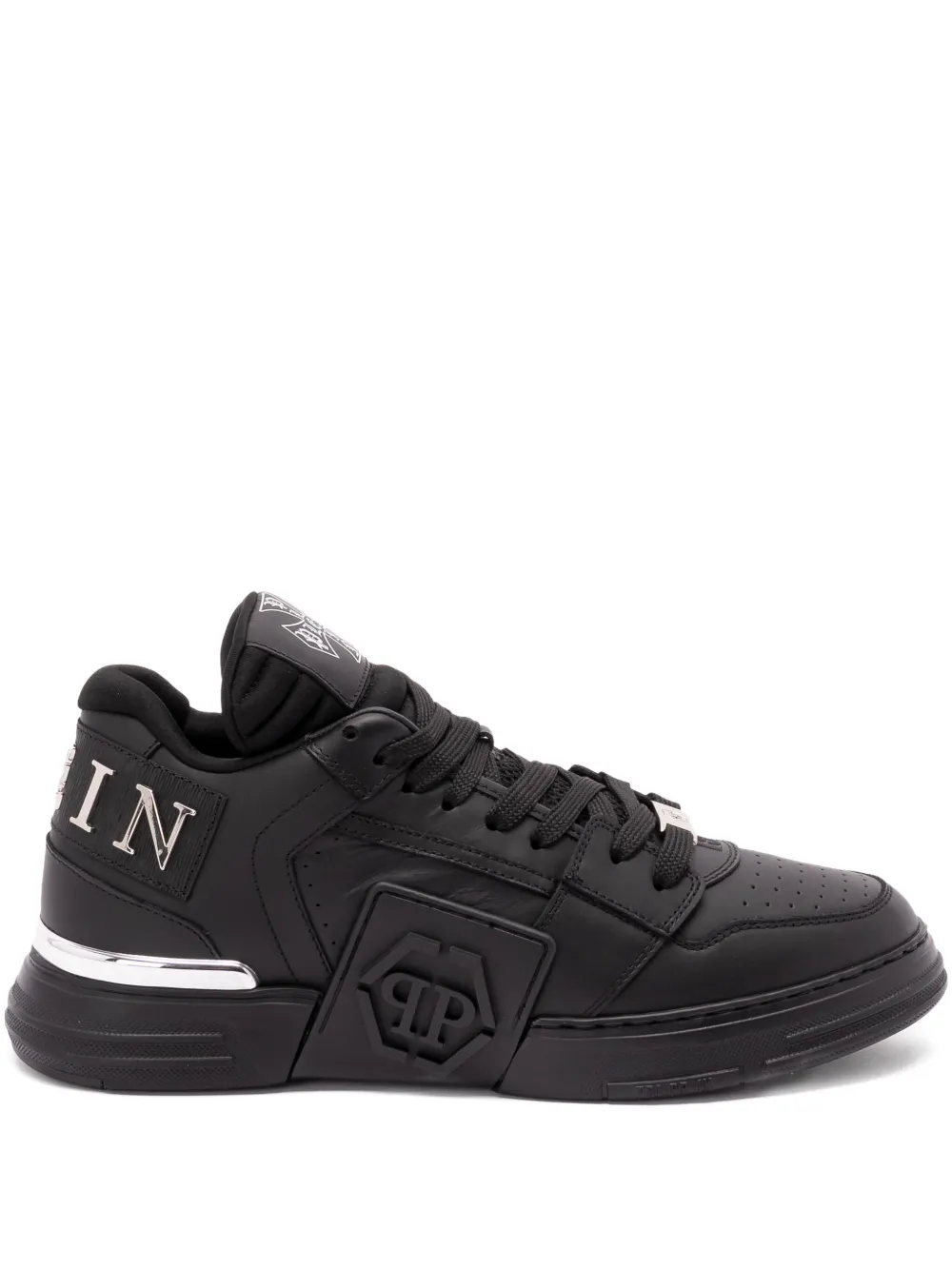 Philipp Plein leather sneakers Zwart