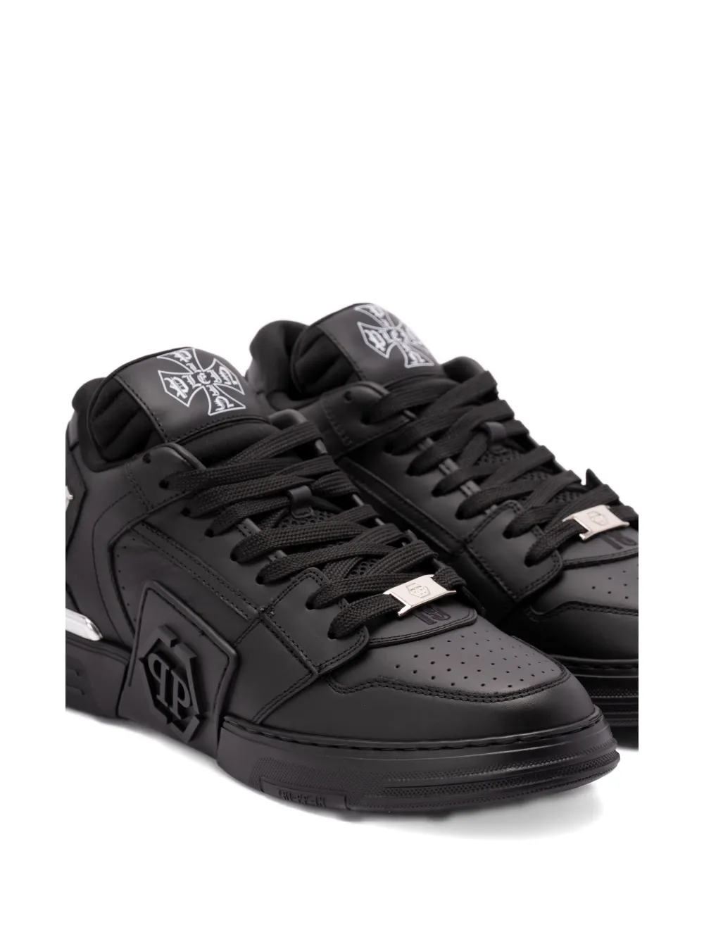 Philipp Plein leather sneakers Zwart
