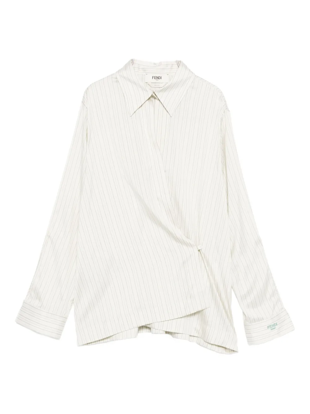 FENDI pinstripe wrap-tie blouse | White | Image 1