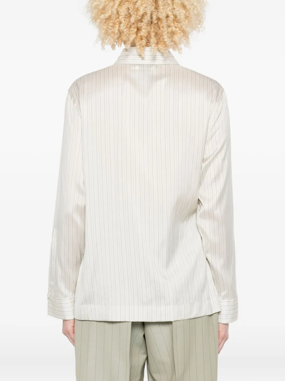 FENDI Wikkelblouse met krijtstreep Wit