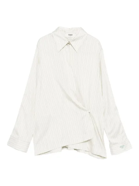 FENDI pinstripe wrap-tie blouse 