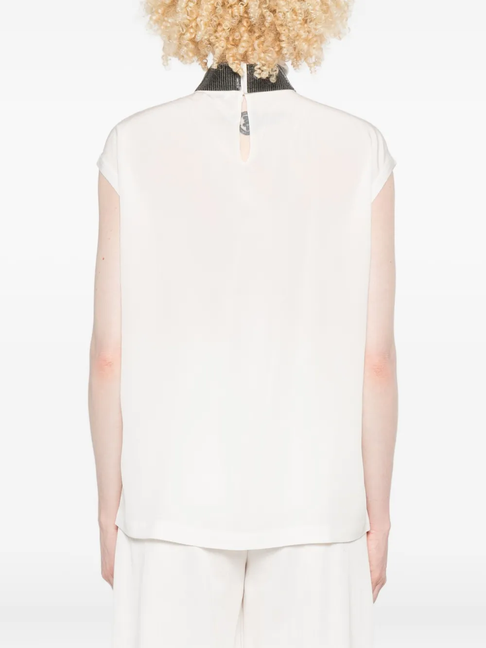 Brunello Cucinelli Turtleneck Sleeveless Top In White