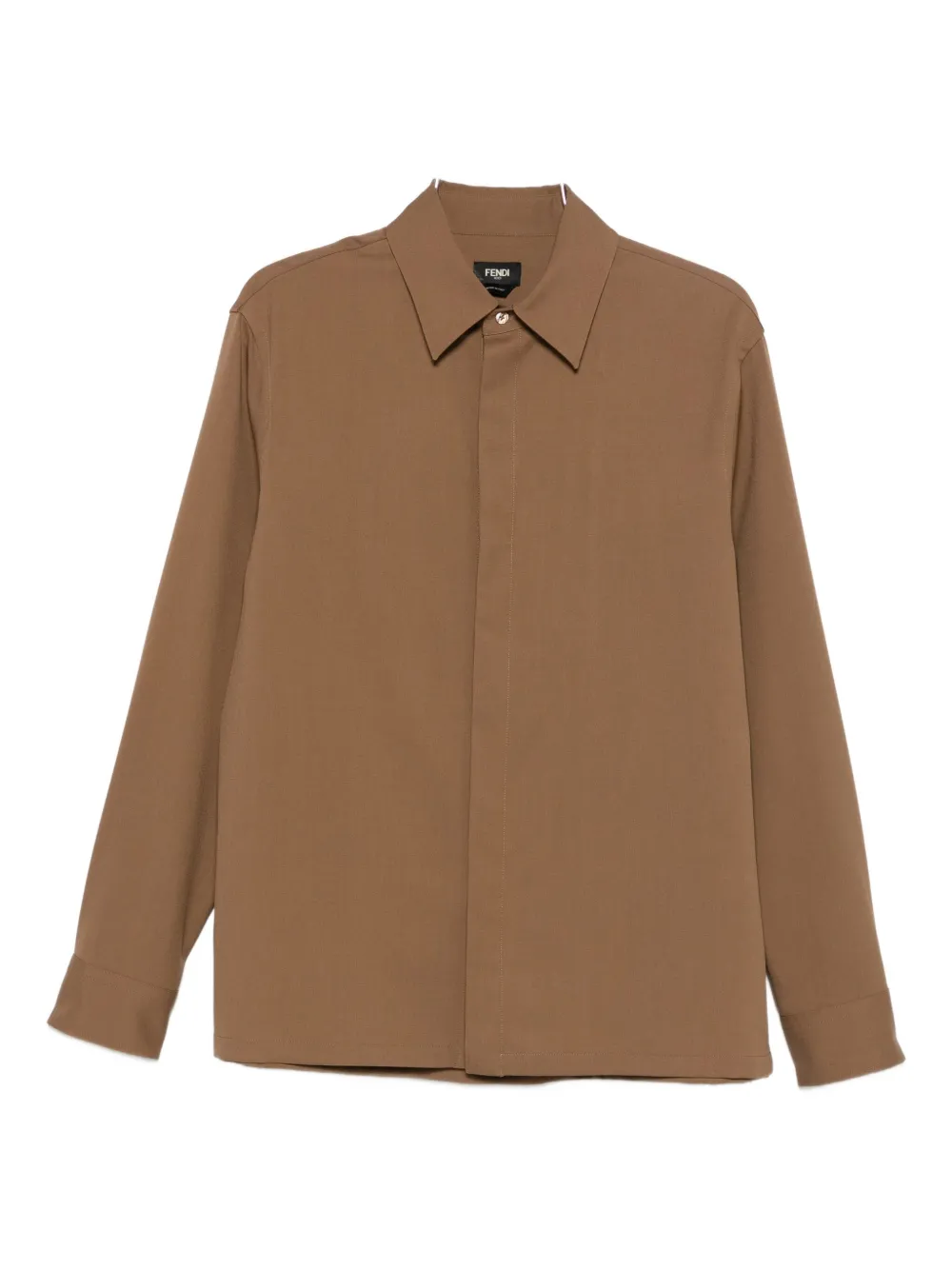 Fendi Long-sleeve Wool Shirt In Brown