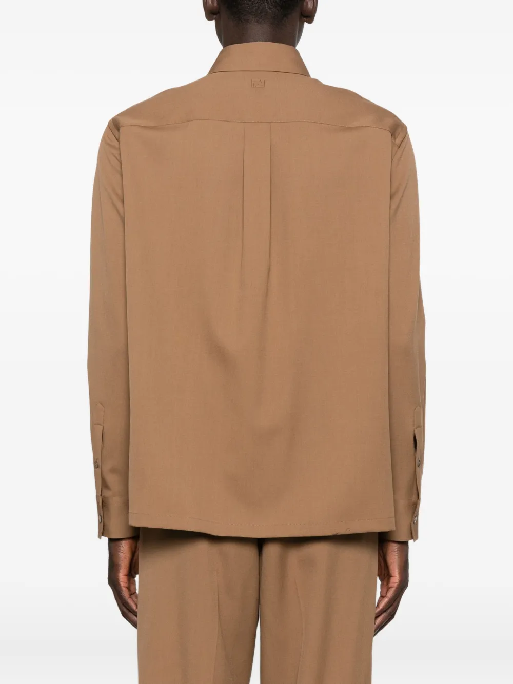 Fendi Long-sleeve Wool Shirt In Brown