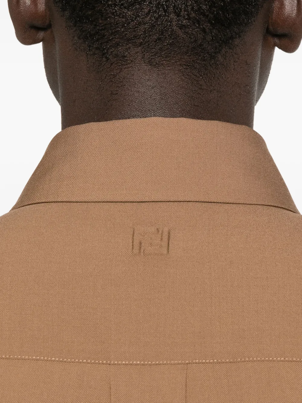Fendi Long-sleeve Wool Shirt In Brown