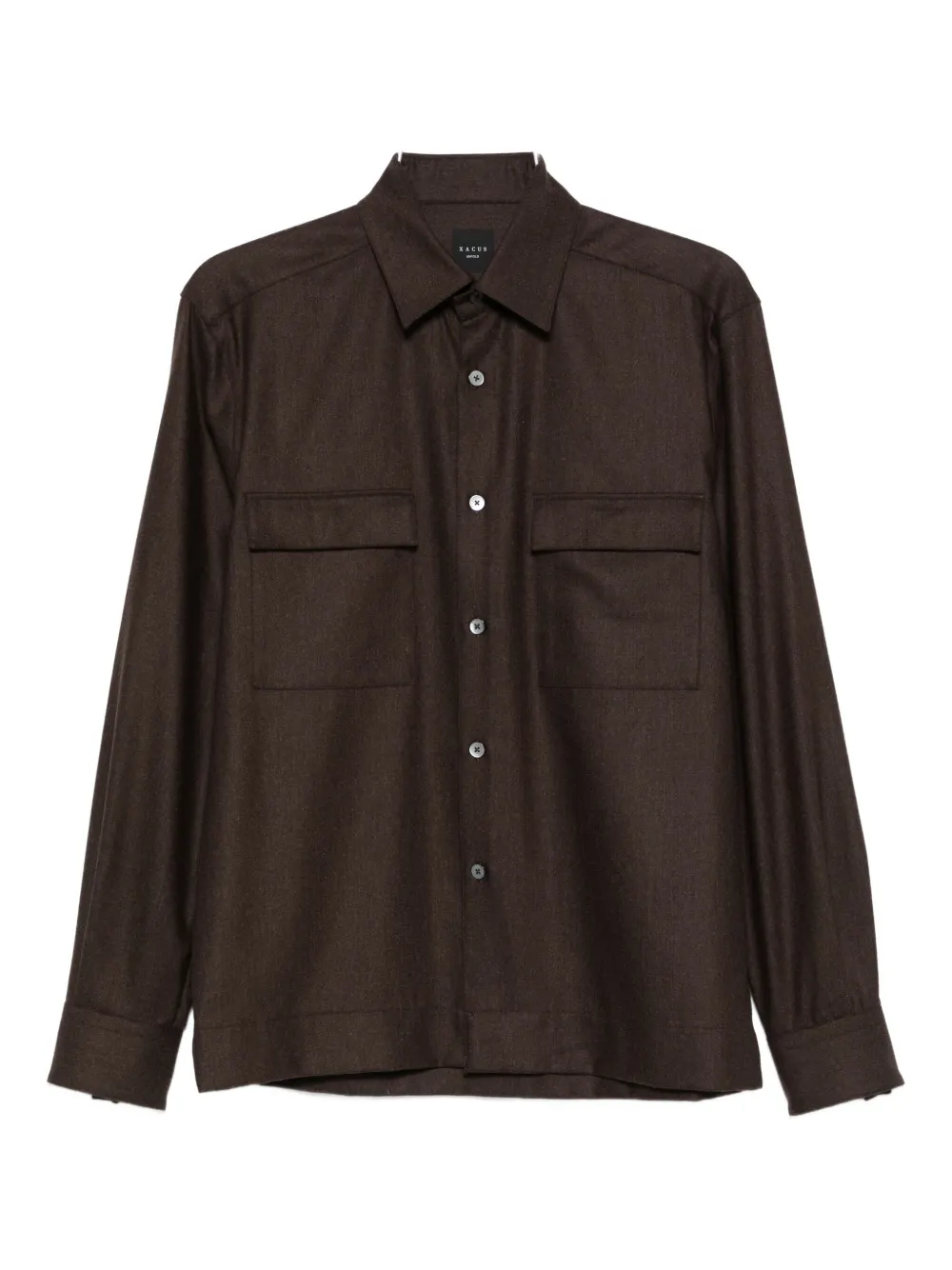 Xacus double-pocket wool shirt - Marrone