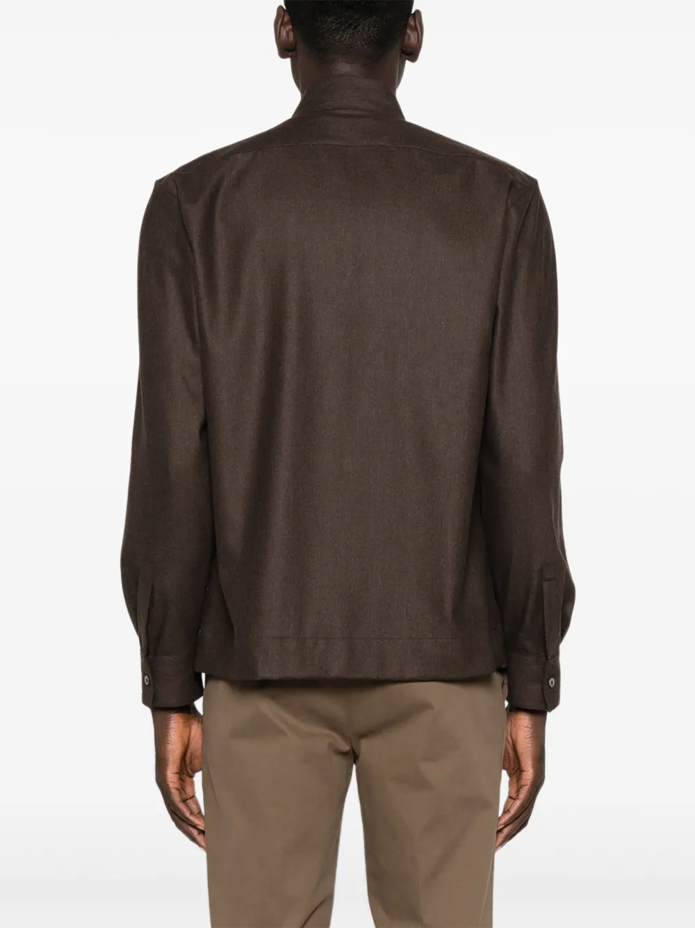 Xacus Wollen overhemd met dubbele zak Bruin