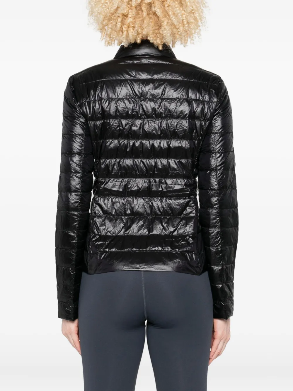 Patrizia Pepe Quilted Zip-front Jacket In Black