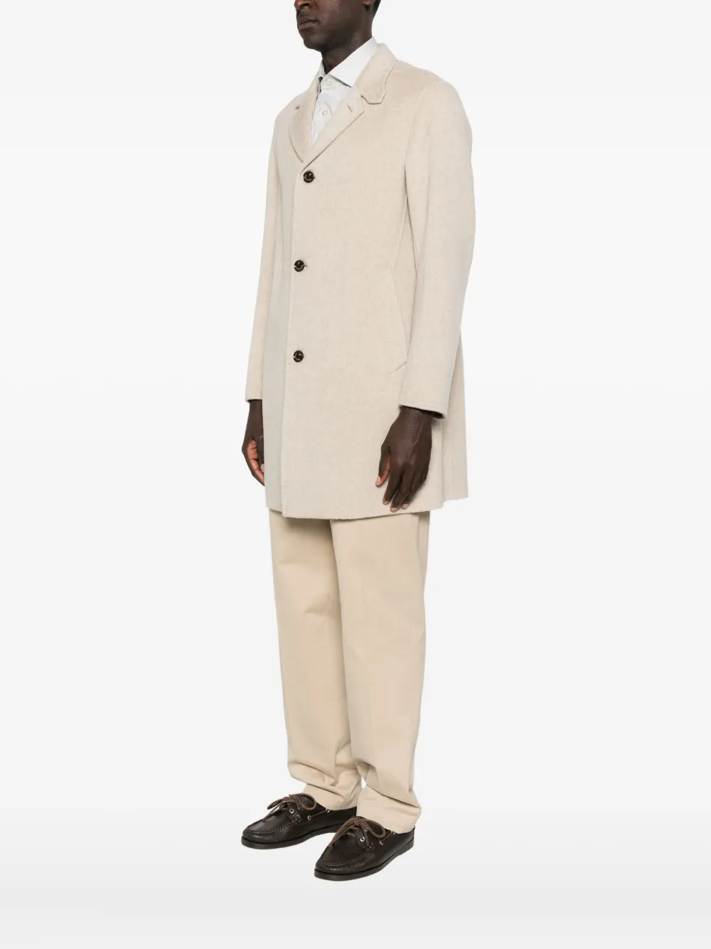 Montecore Button-fastening Coat In Neutral