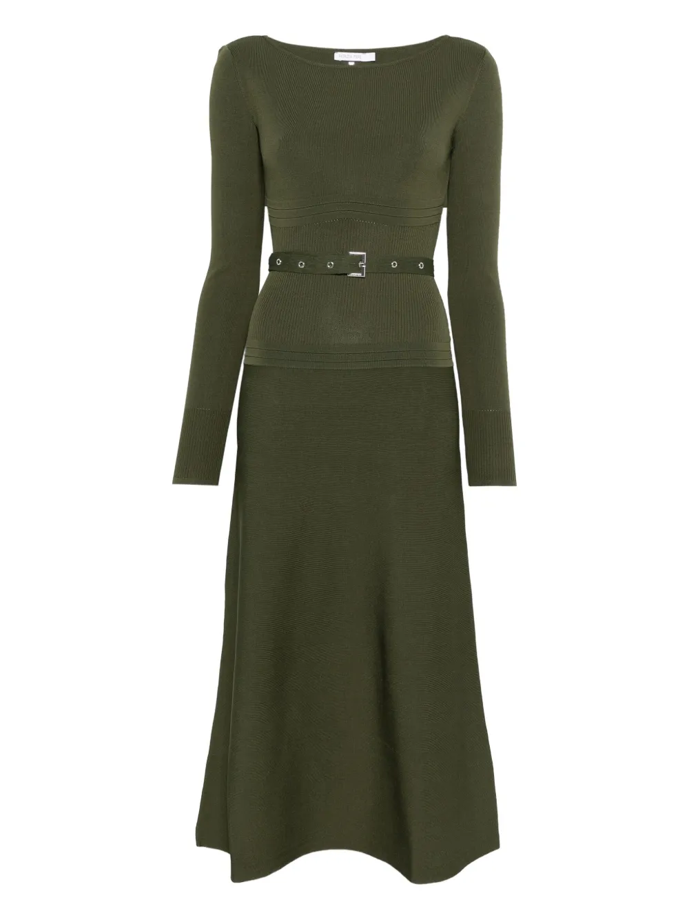 Patrizia Pepe ribbed-knit belted dress | Green | Image 1
