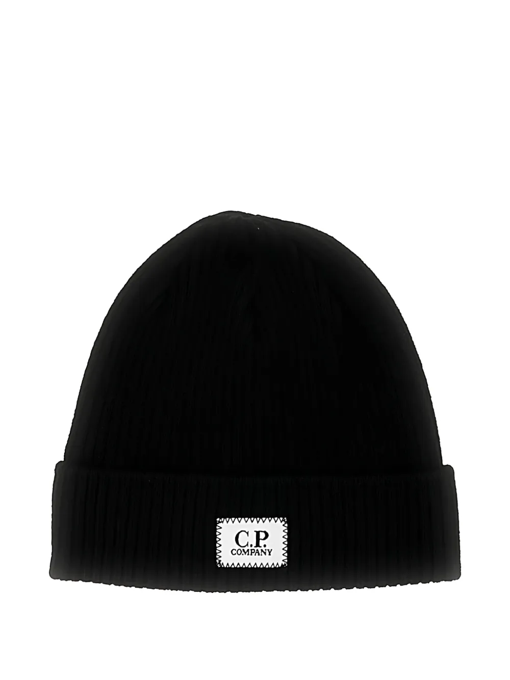 C.P. Company Kids Geribbelde muts met logopatch Zwart