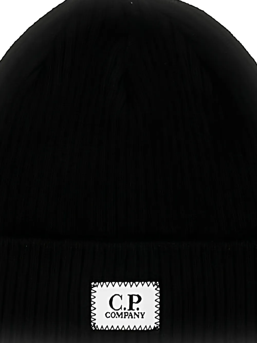 C.P. Company Kids Geribbelde muts met logopatch - Zwart