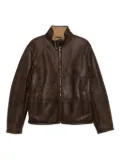 ETRO floral-pattern leather jacket - Brown