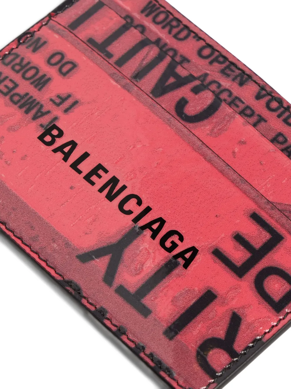 Balenciaga Logo-motif Leather Card Holder In Red