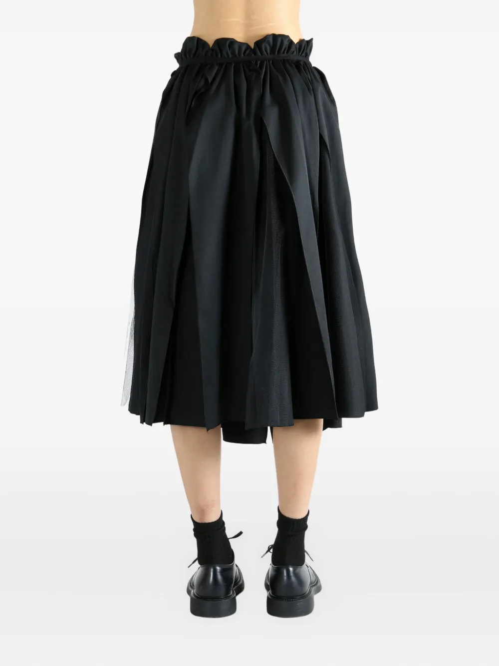 Comme Des Garçons Tao Pleated Drawstring Midi Skirt In Black