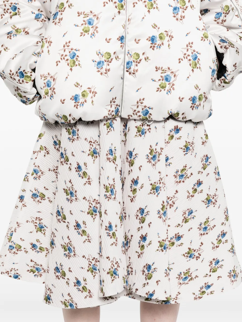 N°21 Floral-print Pleated Midi Skirt In White