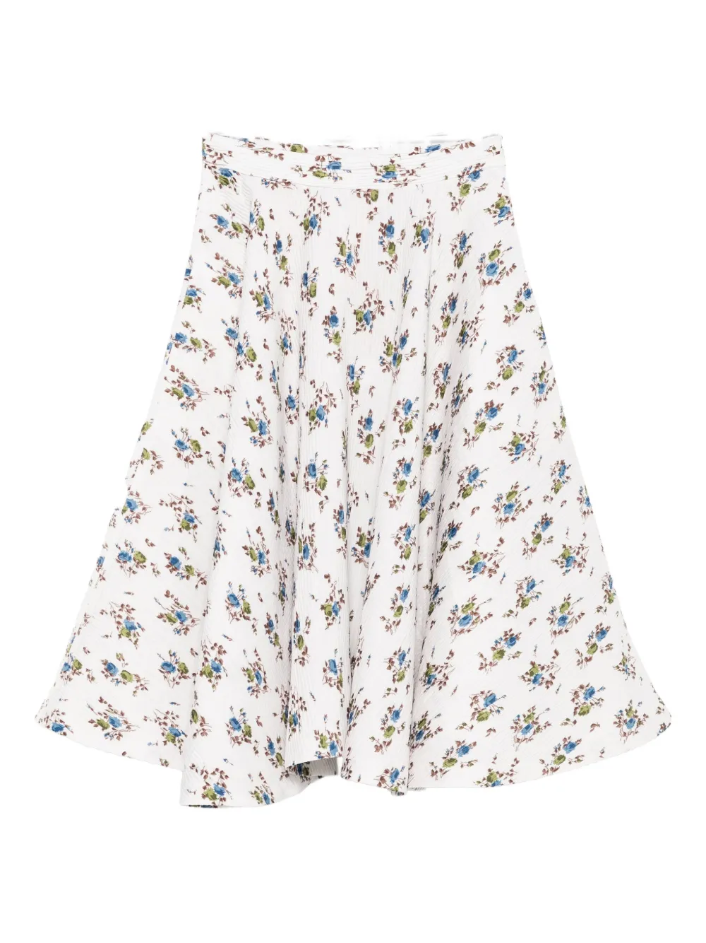N°21 Floral-print Pleated Midi Skirt In White