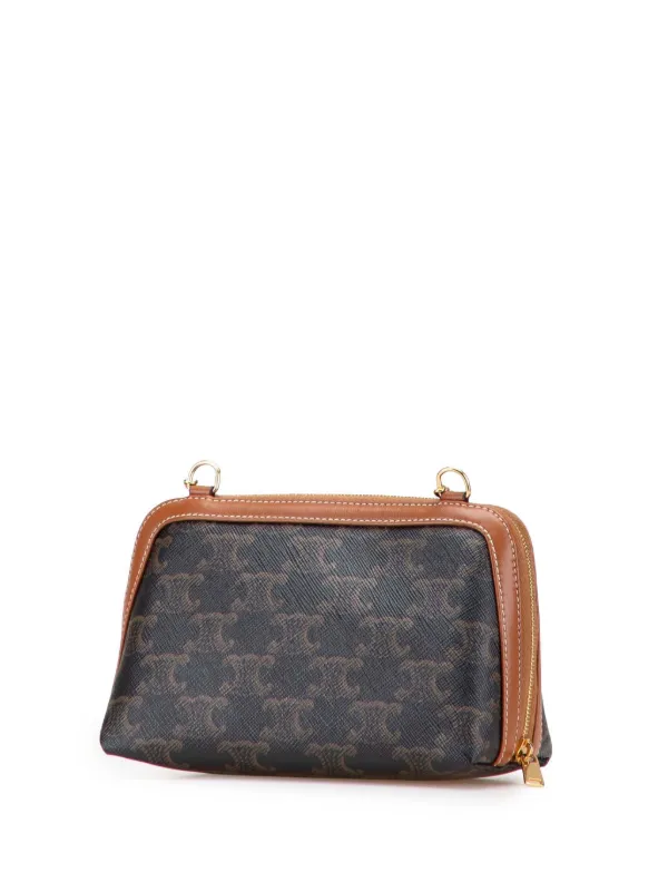 Celine Pre-Owned 2021 Triomphe Coated Canvas Clutch On Chain Celine Pre-Owned 2021 Triomphe Coated Canvas Clutch On Chain