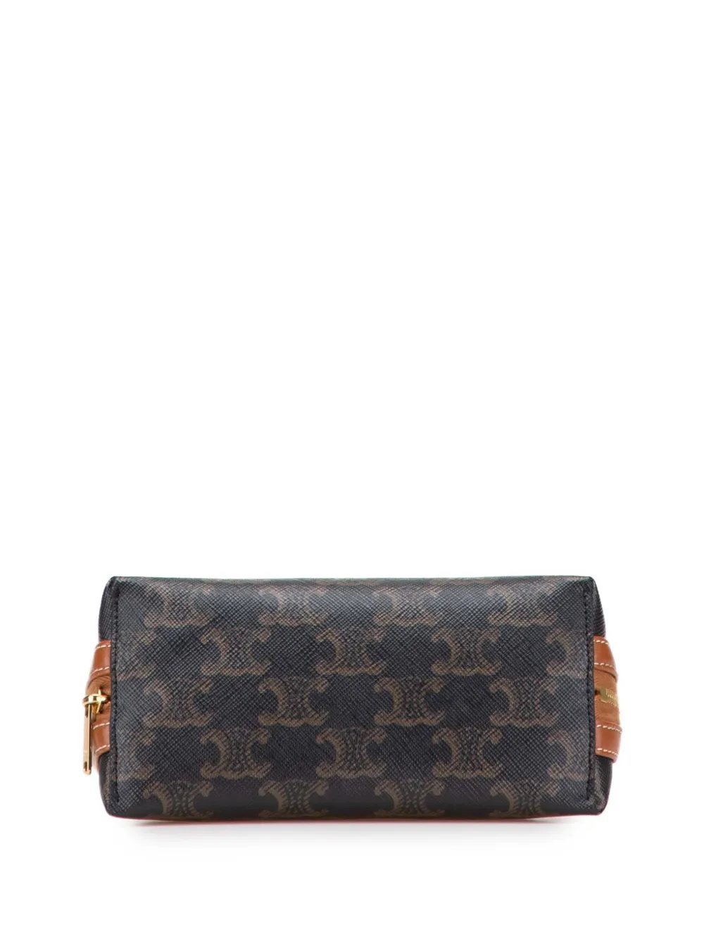 Pre-owned Celine 2021 Triomphe Coated Canvas Clutch On Chain Crossbody Bag In Brown