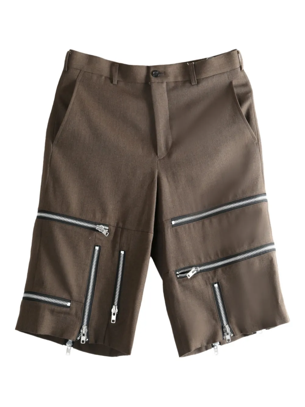Comme des Garçons Homme Plus zip-detail wool shorts | Brown | Image 1