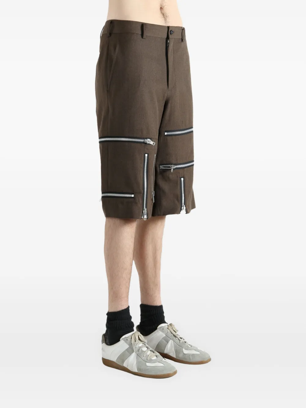Comme des Garçons Homme Plus zip-detail wool shorts Bruin