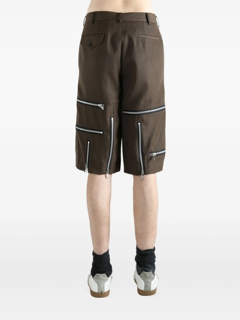 Comme des Garçons Homme Plus zip-detail wool shorts Bruin