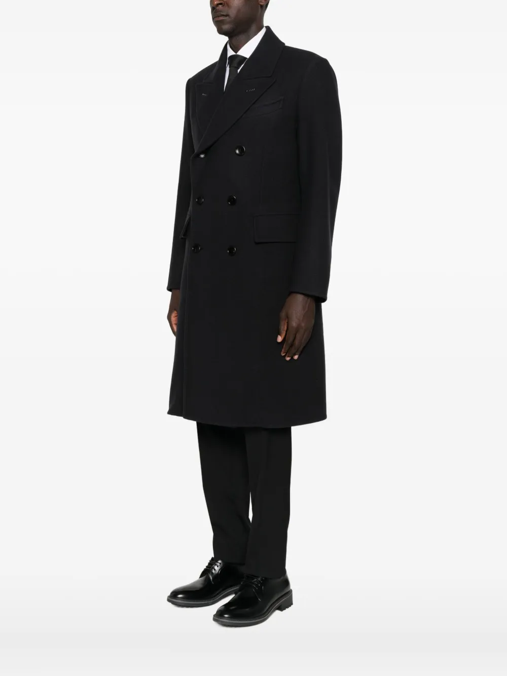 Tom Ford Double-breasted Peak-lapel Coat In Black