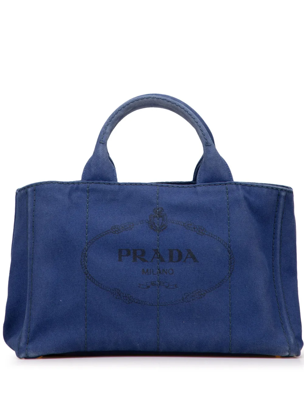 Prada Pre-Owned 2013-2025 キャンバス カナパ ロゴ サッチェルバッグ - ブルー Prada Pre-Owned 2013-2025 キャンバス カナパ ロゴ サッチェルバッグ - ブルー