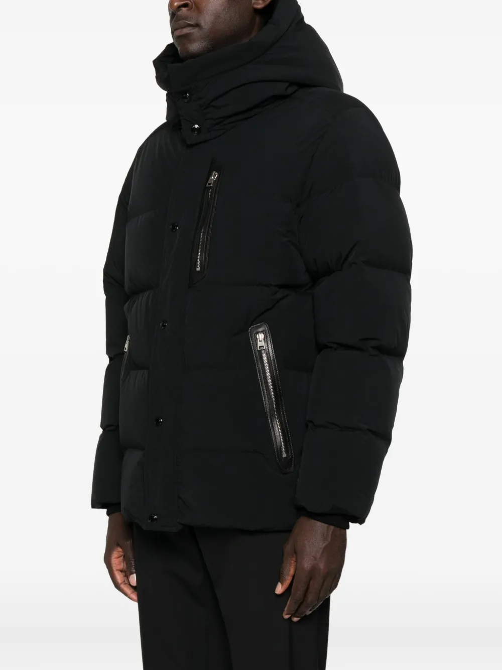 Tom Ford Hooded Puffer Jacket In Black