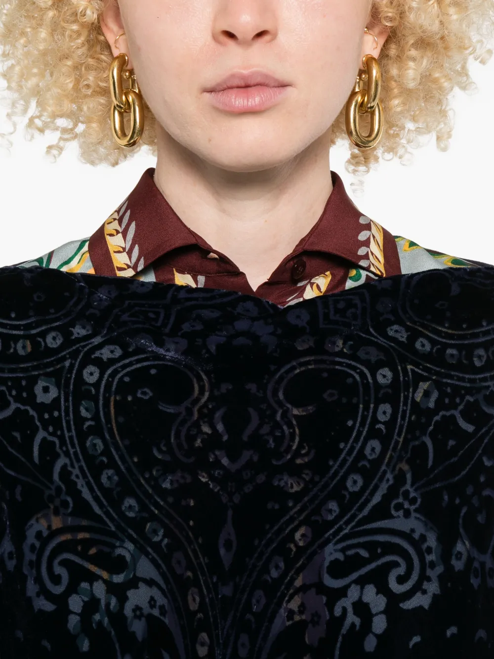 ETRO Fluwelen poncho met paisley-print Blauw