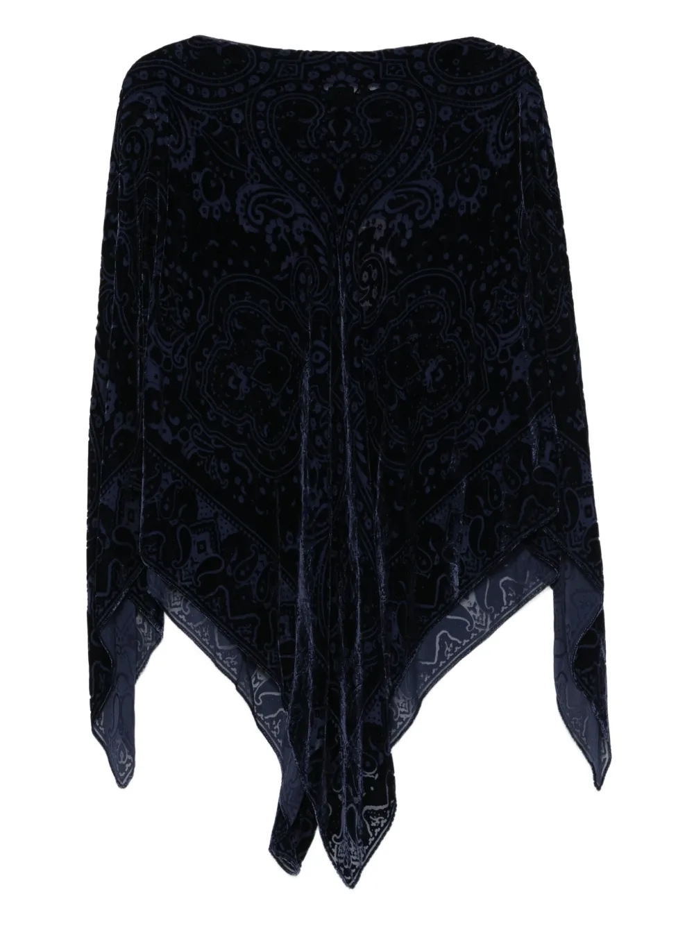 ETRO paisley-velvet poncho | Blue | Image 1