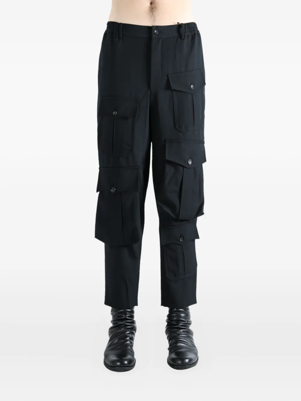 Comme des Garçons Homme Plus multiple-pocket wool trousers - Zwart