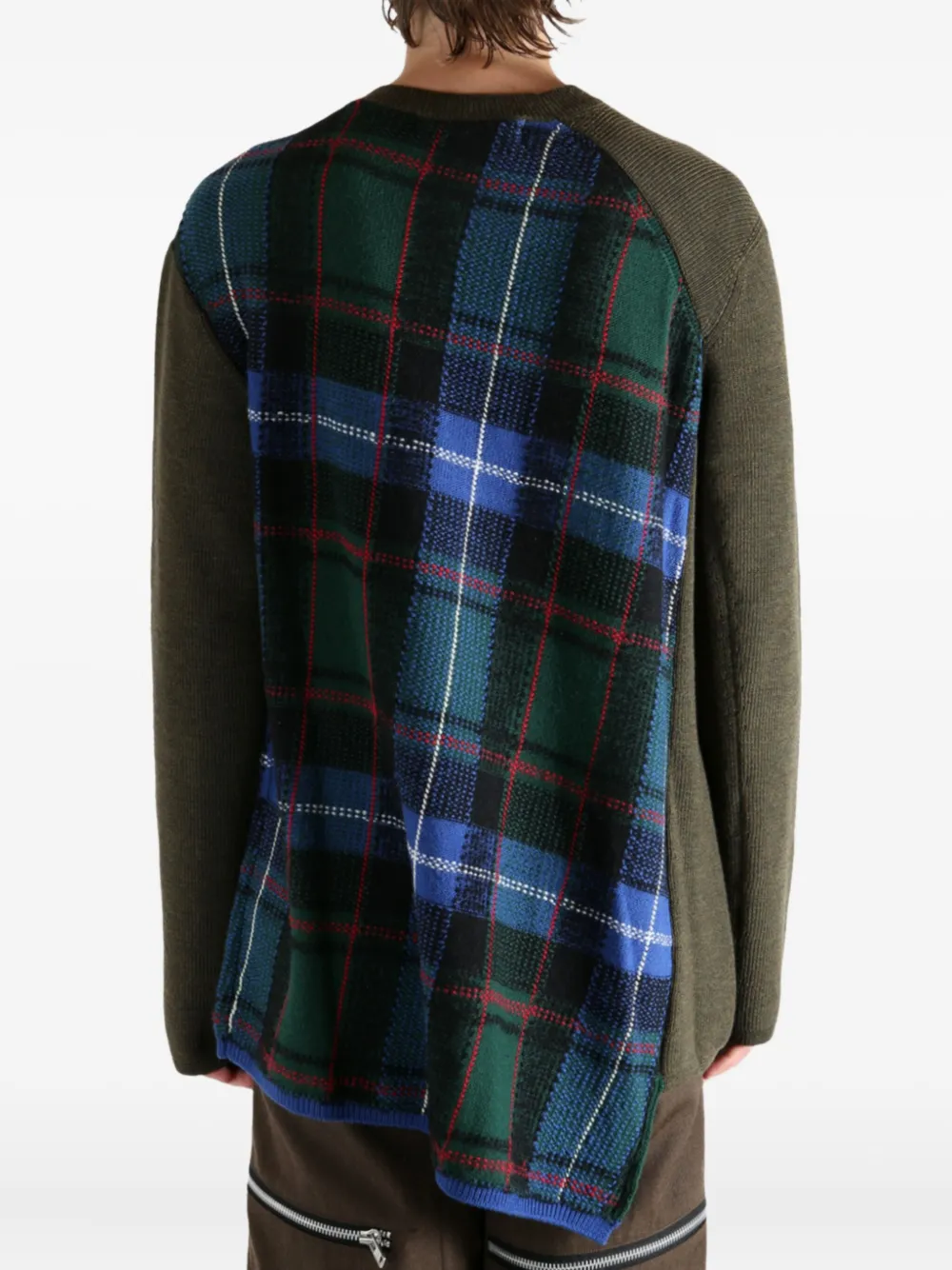 Comme Des Garçons Homme Deux Ribbed-paneled Wool Sweater In Green