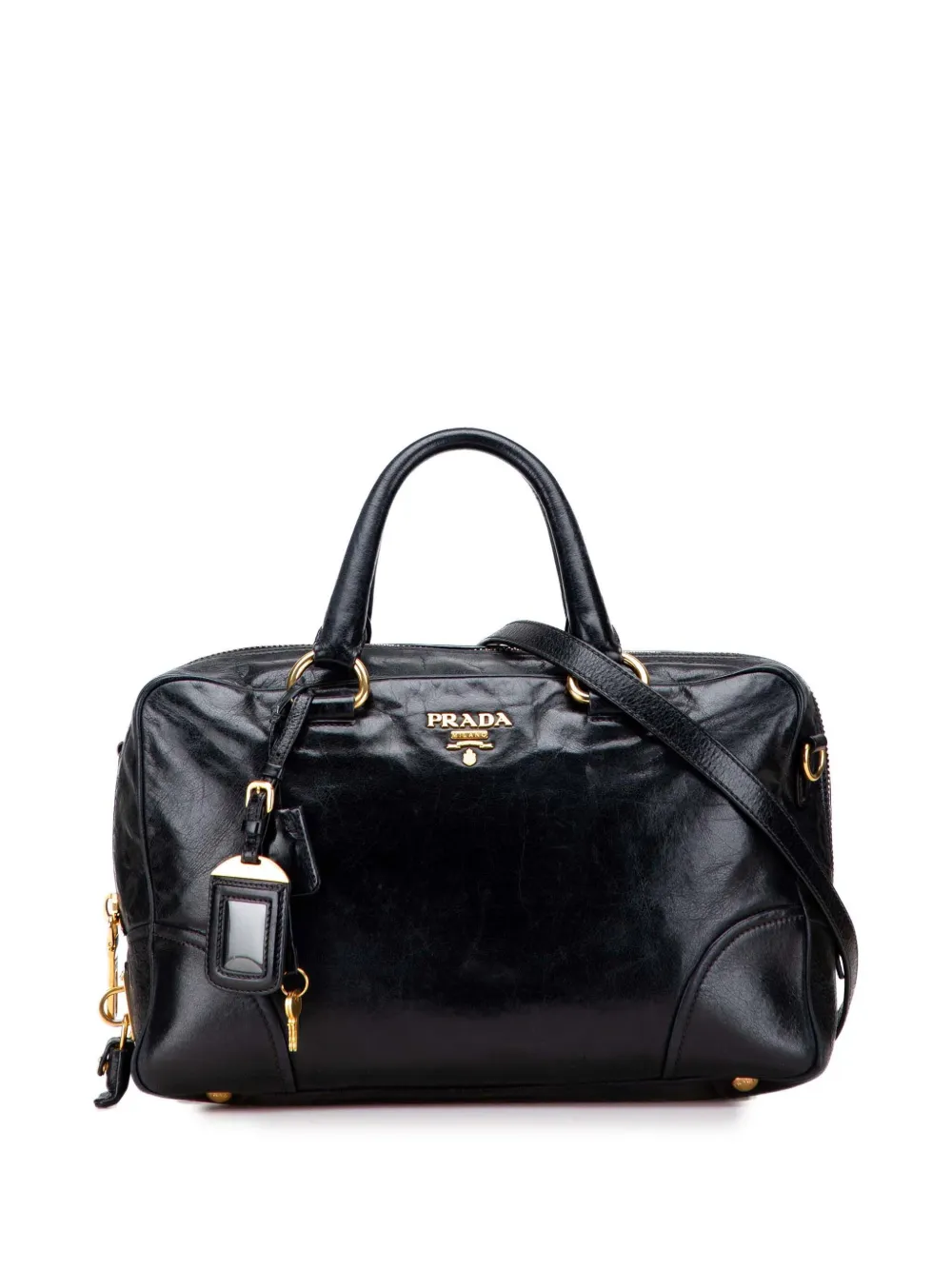 Prada Pre-Owned 2013-2025 ヴィッテロシャイン バウレット サッチェルバッグ - ブラック Prada Pre-Owned 2013-2025 ヴィッテロシャイン バウレット サッチェルバッグ - ブラック