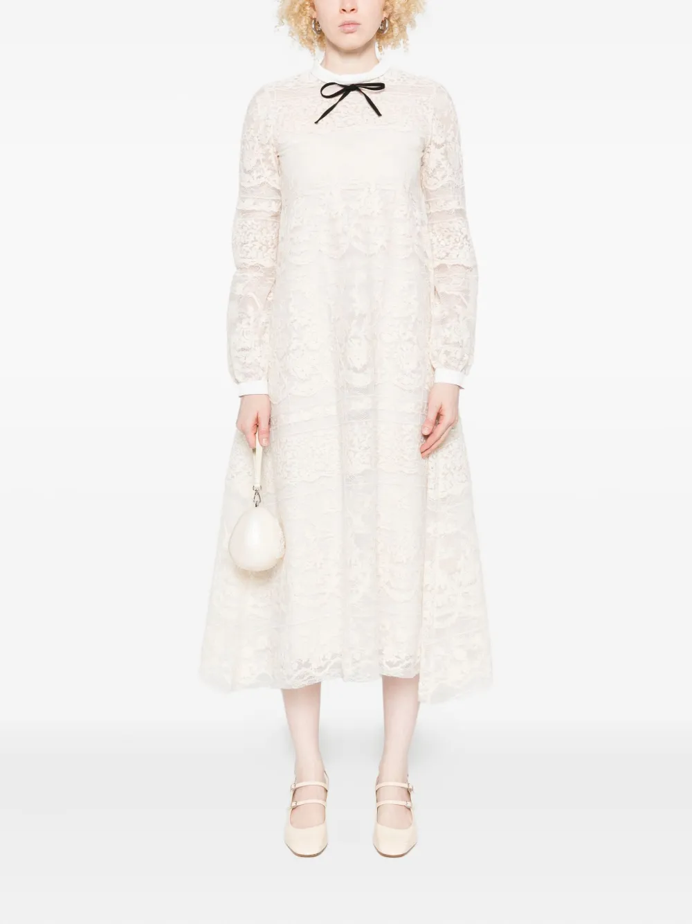 Nº21 lace-bow maxi dress - Beige