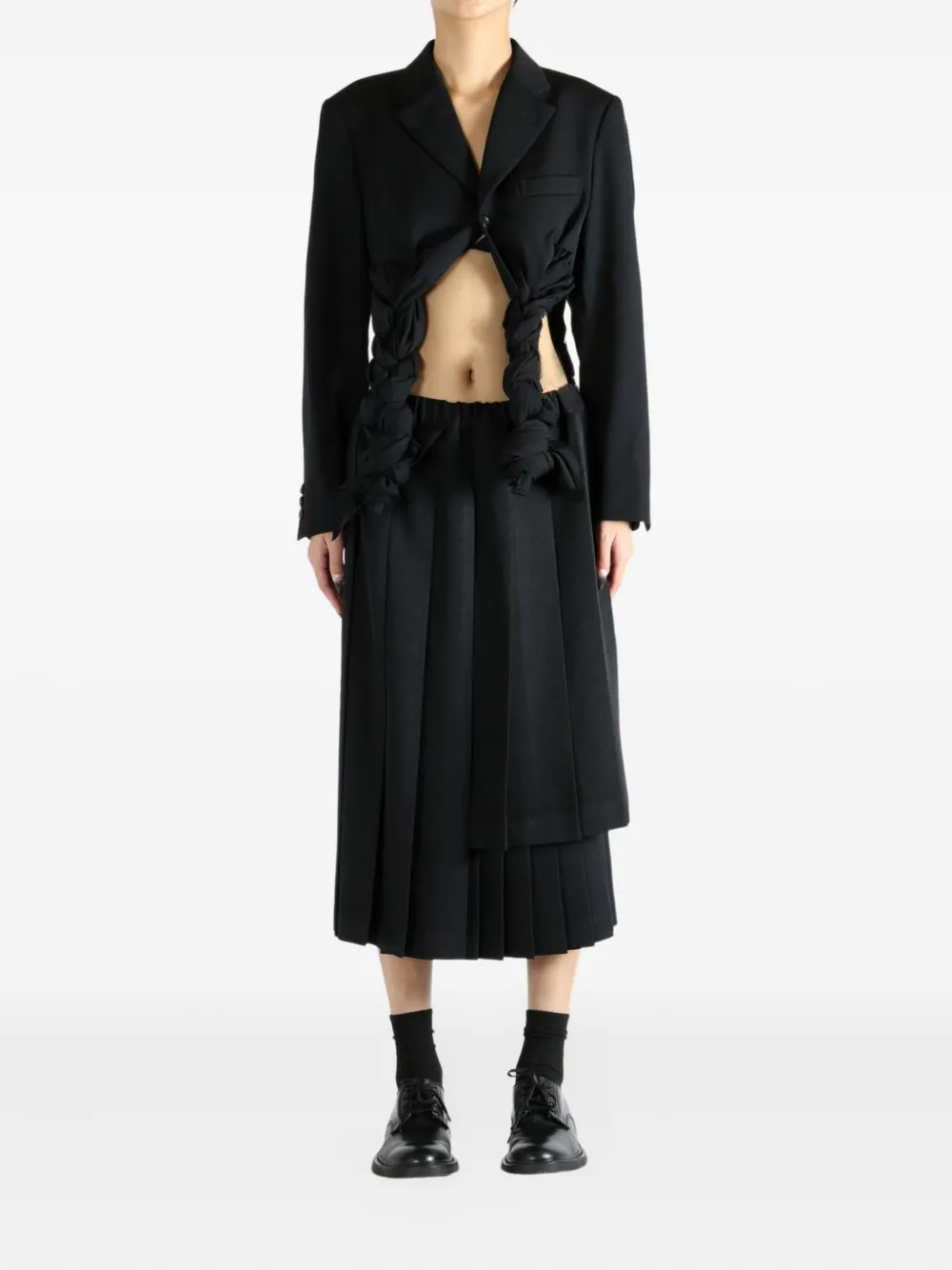 Comme Des Garçons Braided-detail Cropped Jacket In Black