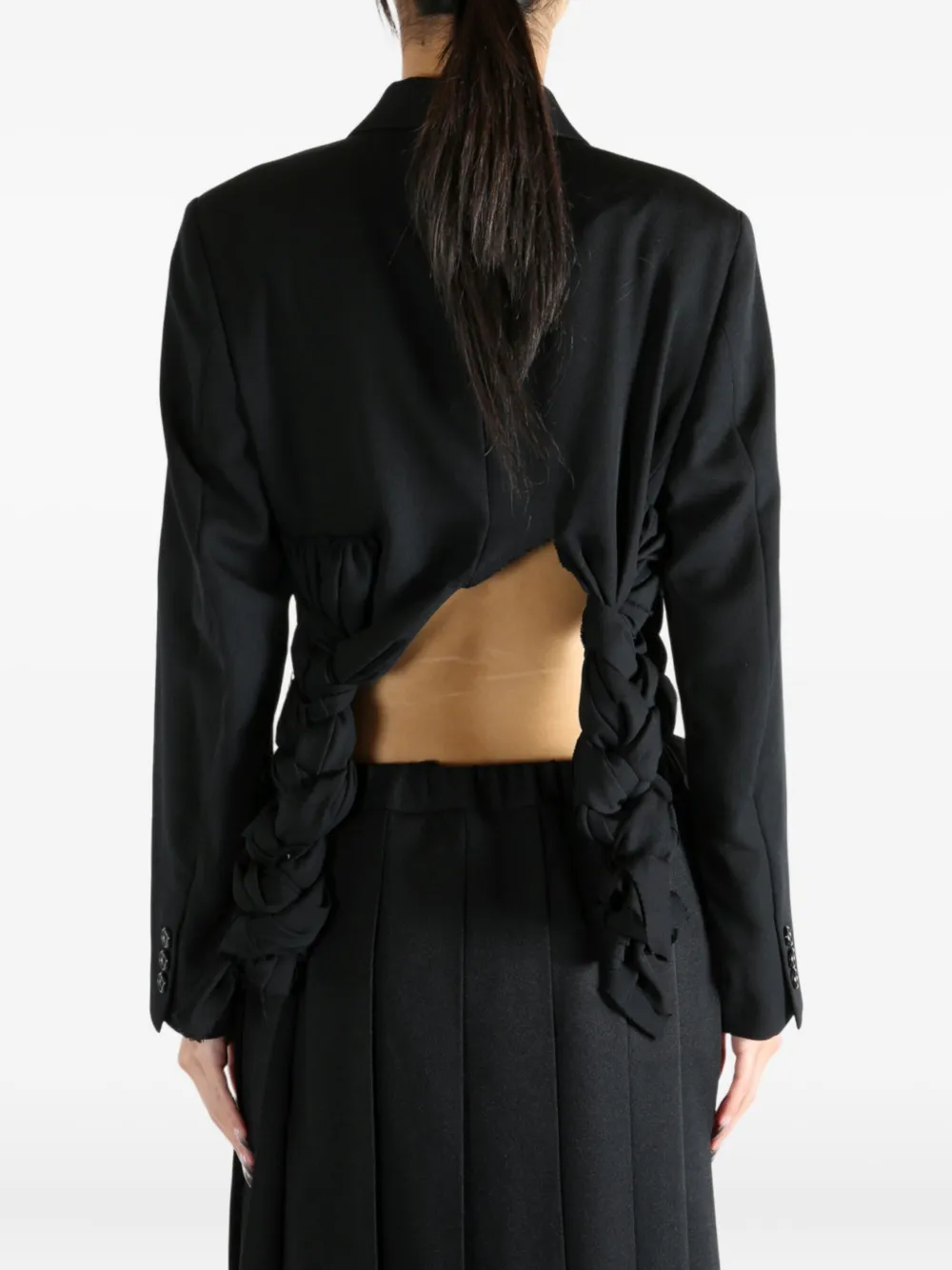 Comme Des Garçons Braided-detail Cropped Jacket In Black