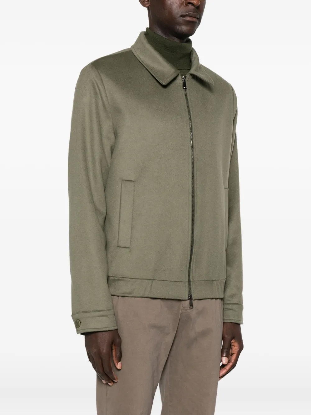 Costumein Zip-front Welt-pocket Jacket In Green