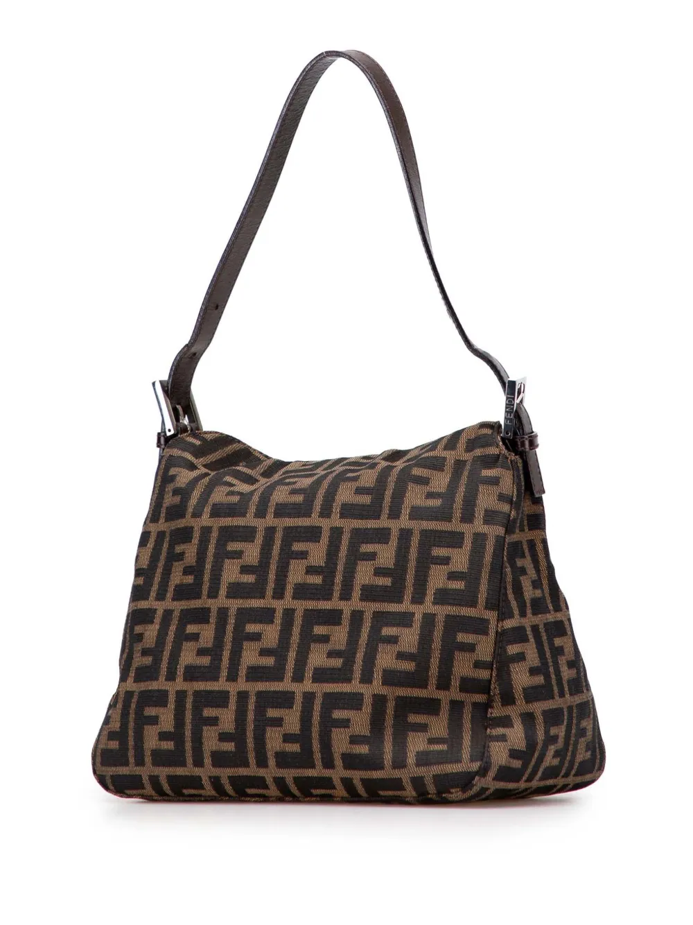 Pre-owned Fendi 20th Century Zucca Canvas Double Flap Shoulder Bag In Brown