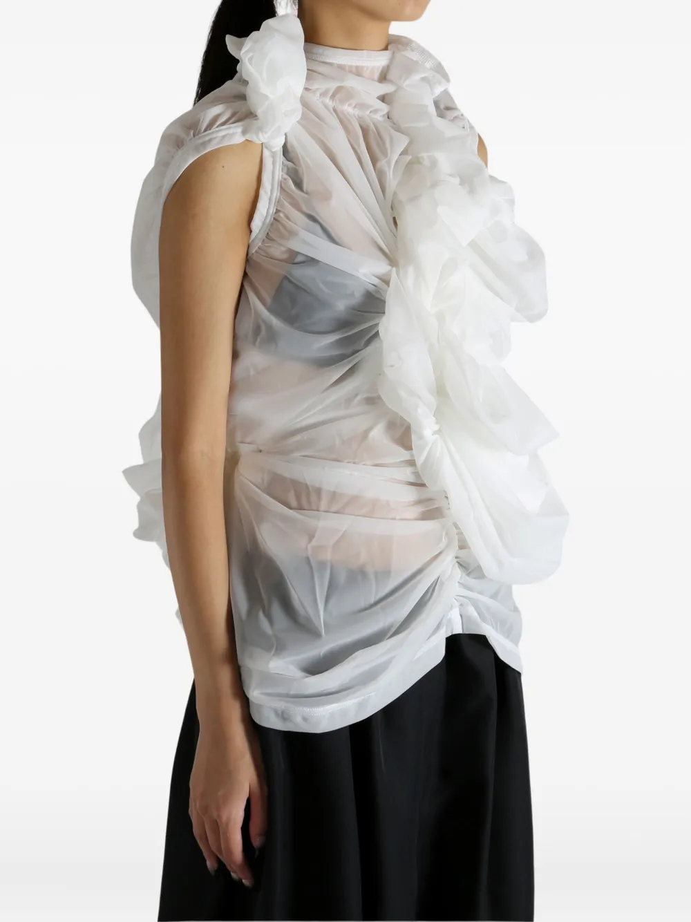 Comme Des Garçons Ruffled Draped Top In Multi