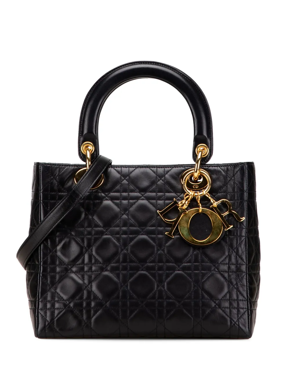 Christian Dior Pre-Owned 1996 ミディアム ラムスキン カナージュ レディ ディオール サッチェルバッグ - Christian Dior Pre-Owned 1996 ミディアム ラムスキン カナージュ レディ ディオール サッチェルバッグ -
