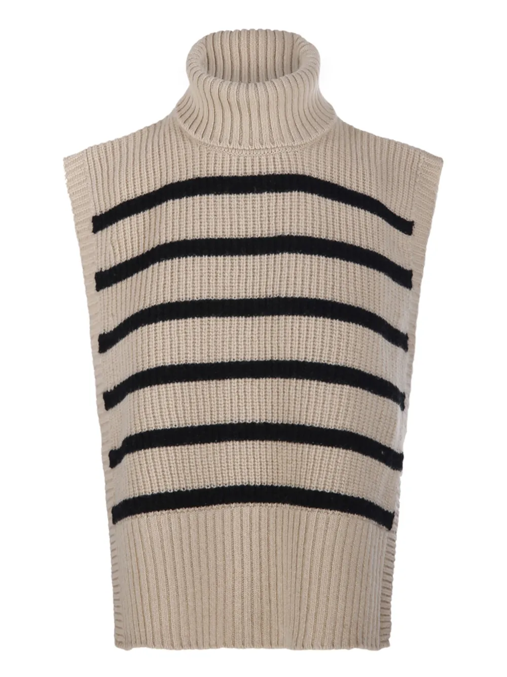 Davantino Turtleneck Striped Vest In Neutral