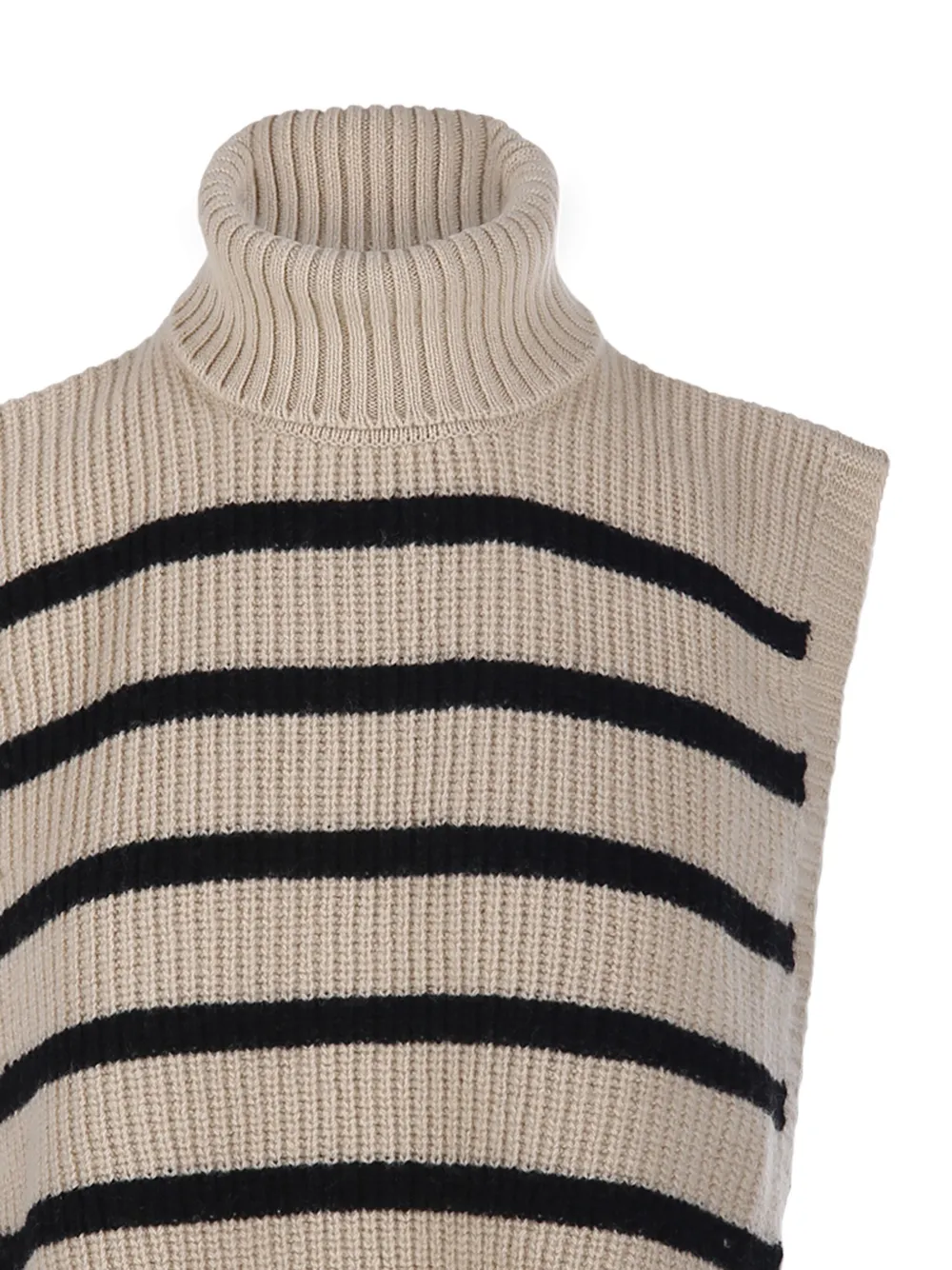 Davantino Turtleneck Striped Vest In Neutral