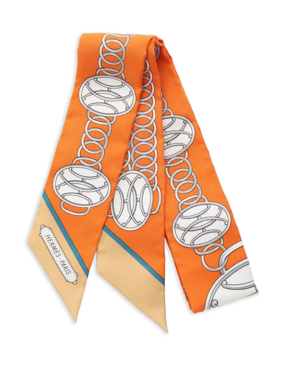 Hermès Pre-Owned 20s chain-link silk scarf | Orange | Image 1