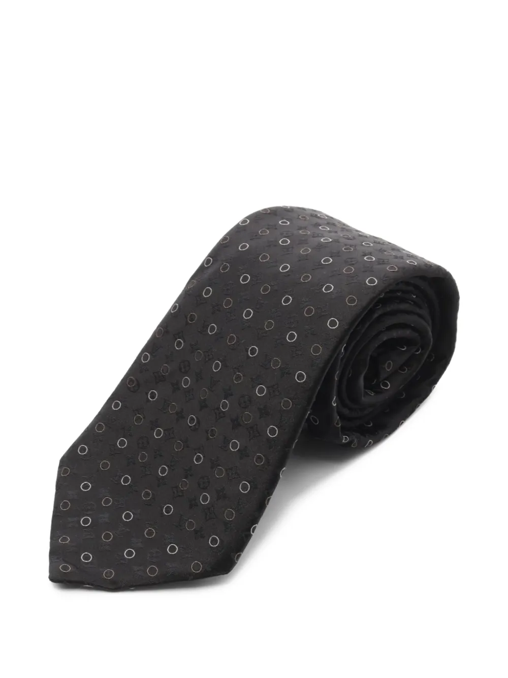 Pre-owned Louis Vuitton 2010s Monogram Dot Silk Tie In Black