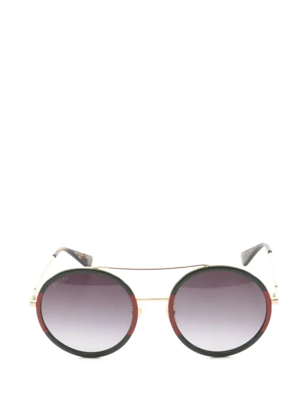 Gucci Pre-owned 2010s Round-frame Sunglasses in GOLD, GREEN, RED