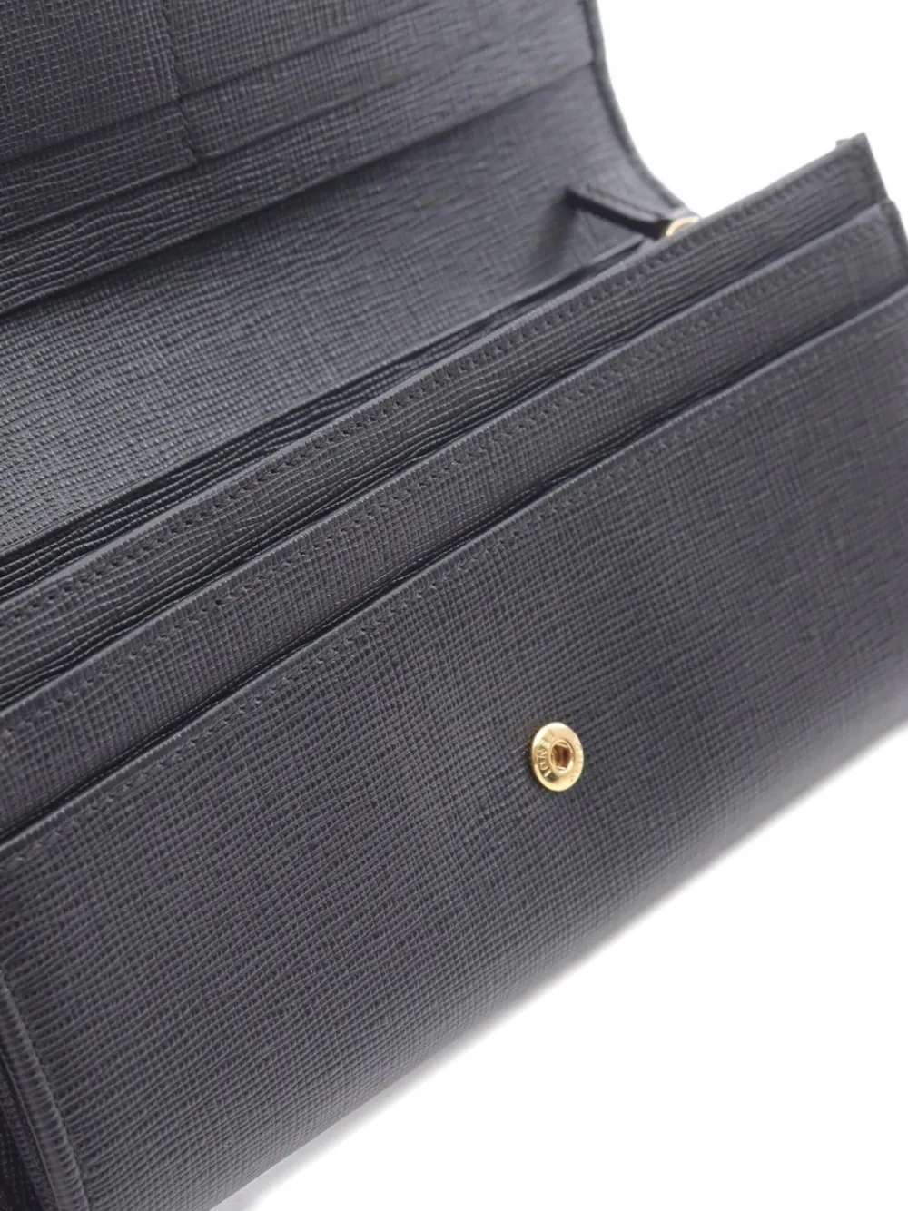 Pre-owned Prada 2010s Leather Continental Wallet In Black